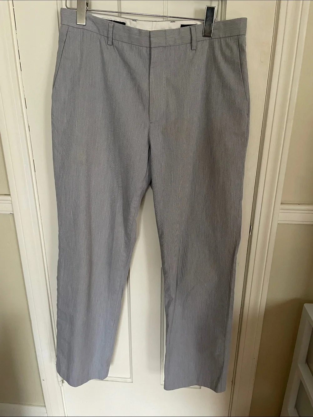 J. Crew Men's Light Gray Dress Pants - Subtle Pinstripe